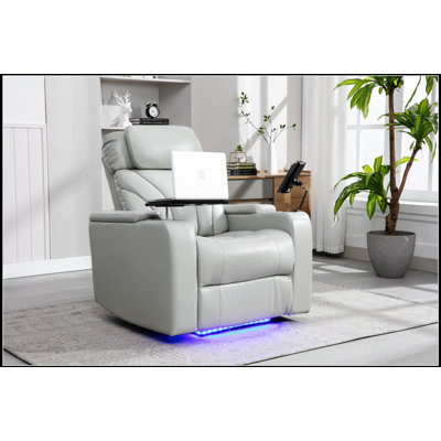 Power Motion Recliner With USB Charging, Arm Storage, And Cup Holder For Ultimate Home Theater Comfort