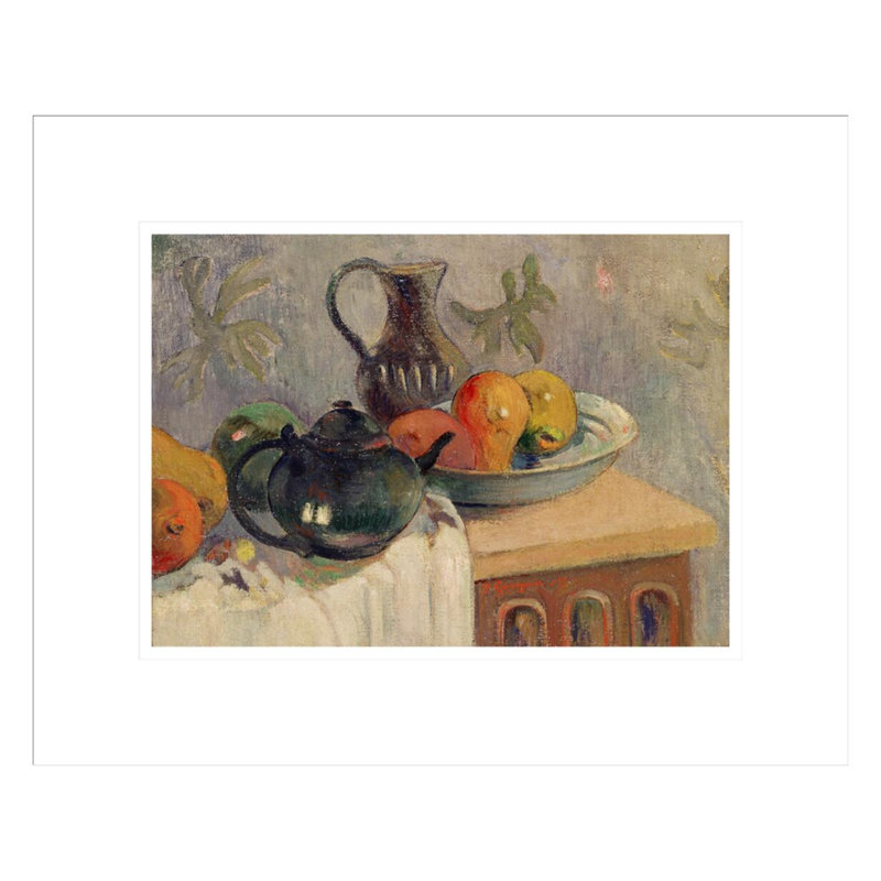 «Teiera brocca e frutta» par Paul Gauguin - Impression sur toile encadrée, H 13,6 po x l 16,75 po