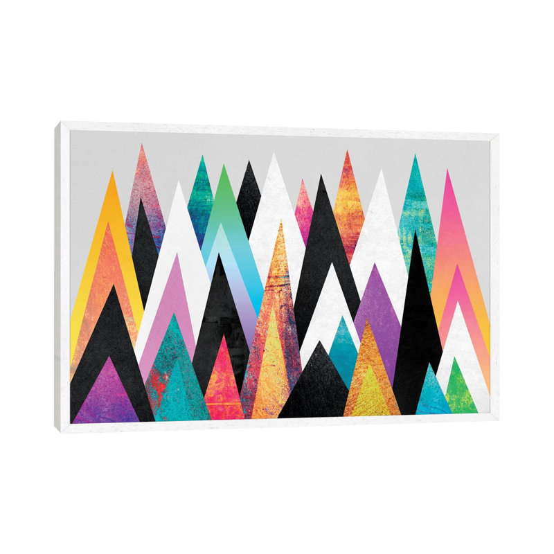 Colorful Peaks by Elisabeth Fredriksson - Print on Canvas, 101.6 cm H x 66.04 cm W, White Framed