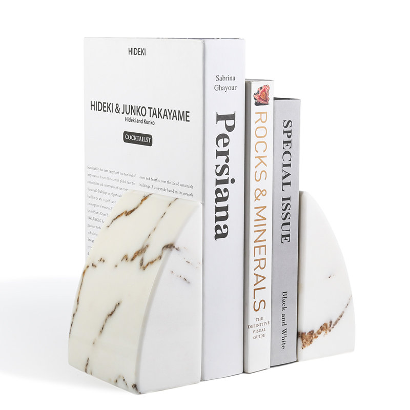 Ensemble de 2 serre-livres dans un vase en marbre naturel