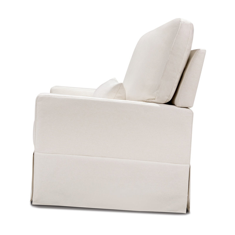 Crawford Pillowback Chair and a Half Upholstered Swivel Glider, Performance Cream Eco-weave