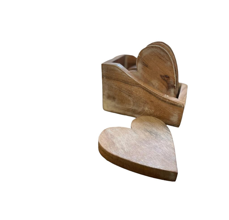 Ensemble de sous-verres en bois avec support 4 pièces