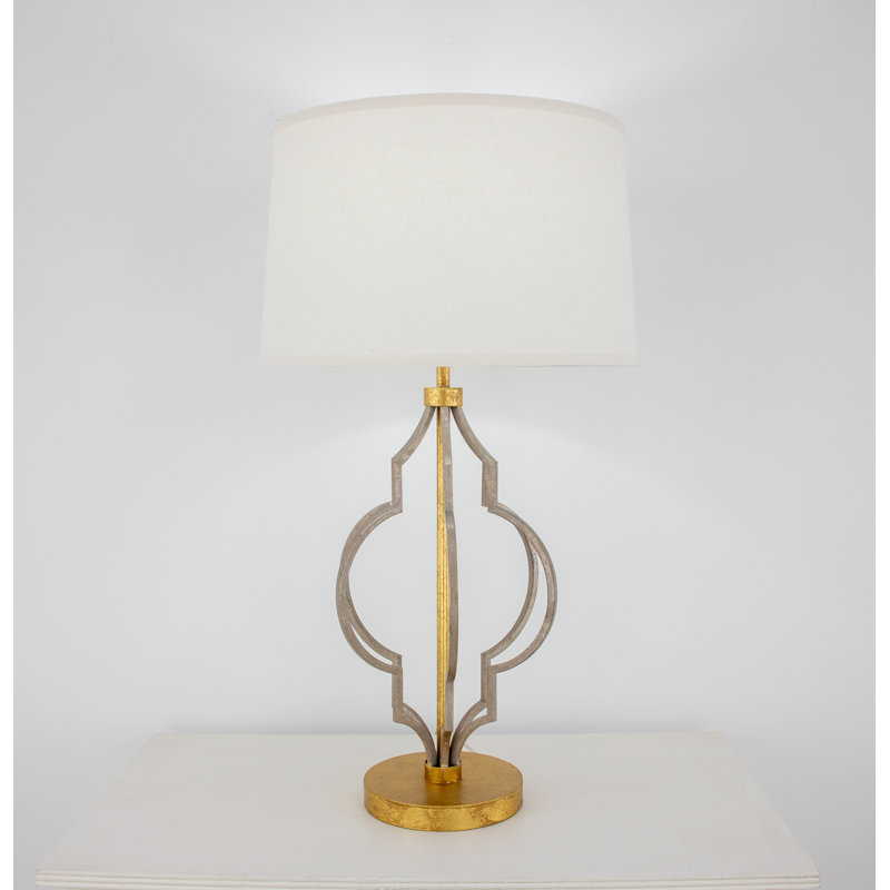 Luna Table Lamp, Champagne/Gold Leaf, White