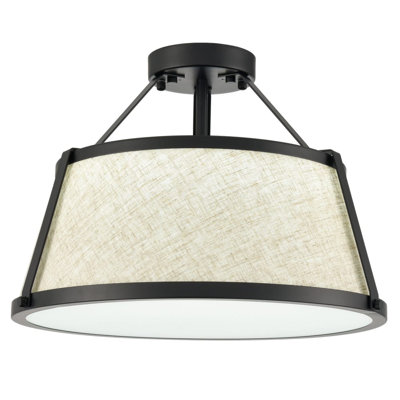 Drum Flush Mount Ceiling Light Black Finish Dimmable LED For Bedroom Hallway Living Room Entry