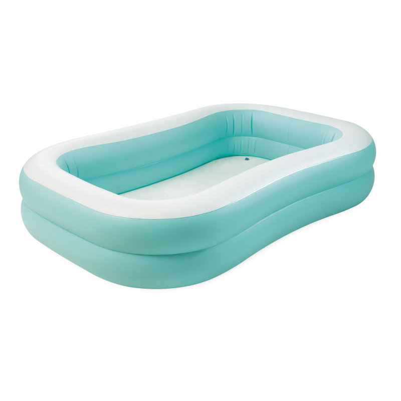 Aqua and White Rectangular Inflatable Family Pool, 90" x 60" x 19"