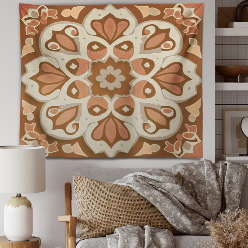 Tapisserie marocaine en polyester avec des punaises, H 50 po x l 60 po