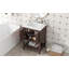 Lavabo de salle de bain moderne élégant en céramique 24 po avec tablette ouverte en bois massif-114410887