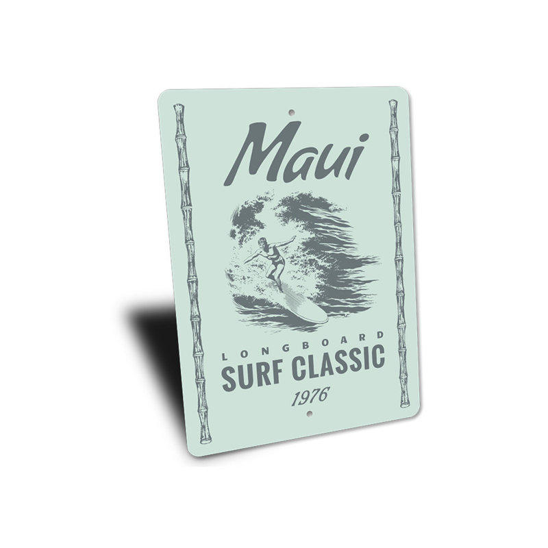 Panneau en aluminium Maui Surfing, H 14 po x l 10 po x P 0,04 po