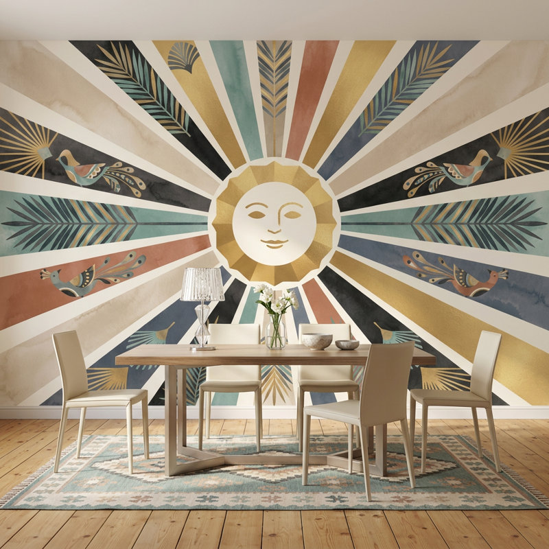 Décoration murale Sunburst, Non tissé, 140 po x 108 po