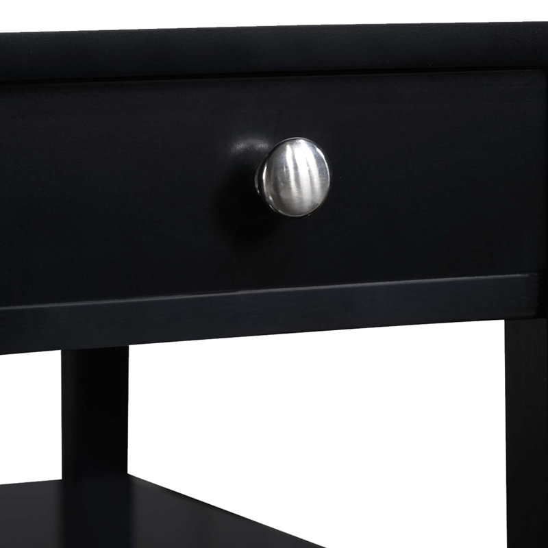 Carbin 24" H 1-Drawer End Table with Built-In Outlets, Black