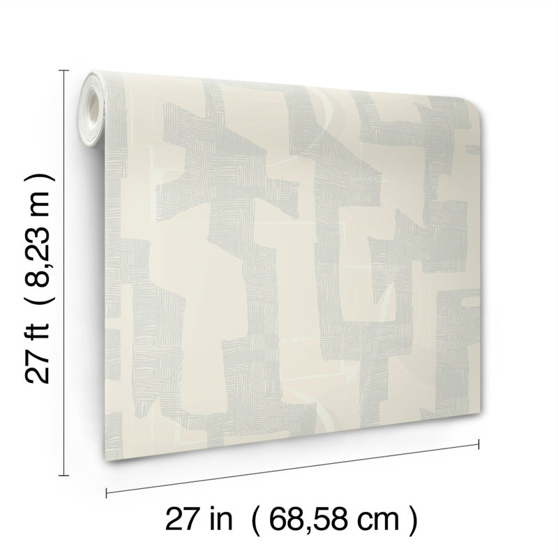 Papier peint tribal moderne, 27 pi x 27 pi, Beige