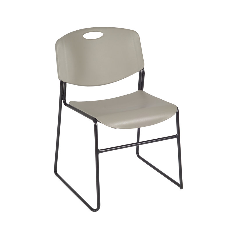 Gray Armless Metal Frame Stackable Chairs, Set of 8