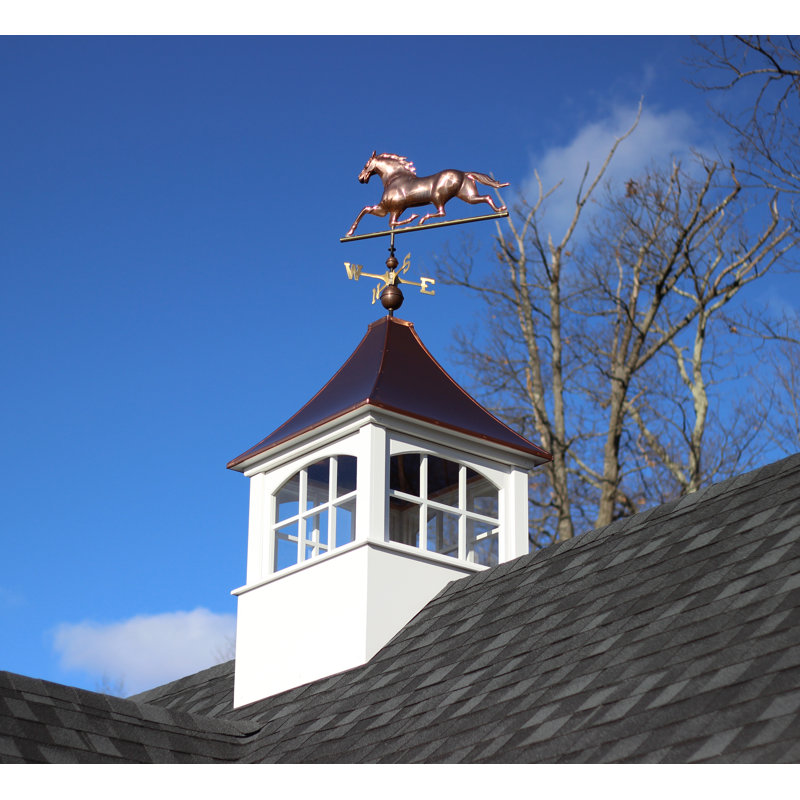 36'' Polished Copper Horse Weathervane with Brass Directionals
