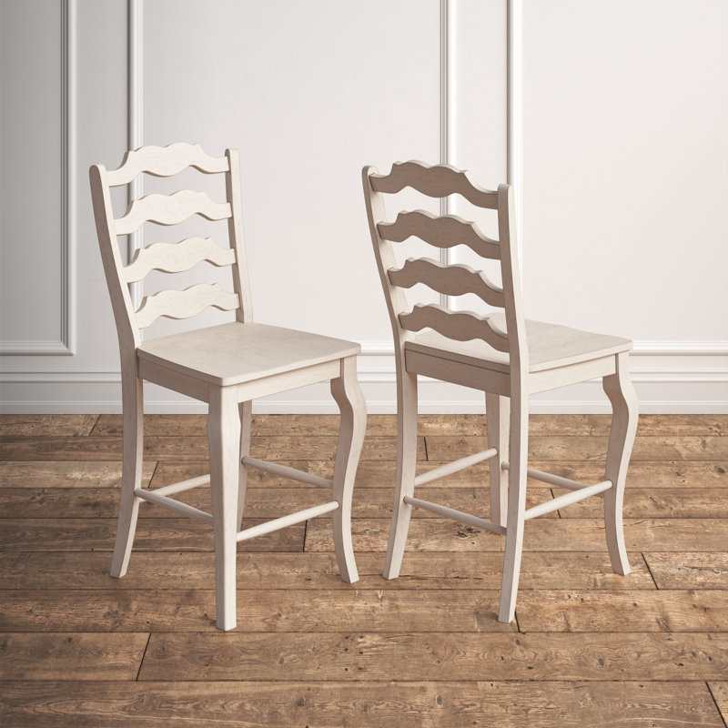 Sloan Solid Wood Counter/Bar Stool, Antique White, Counter Stool (24.21” Seat Height)