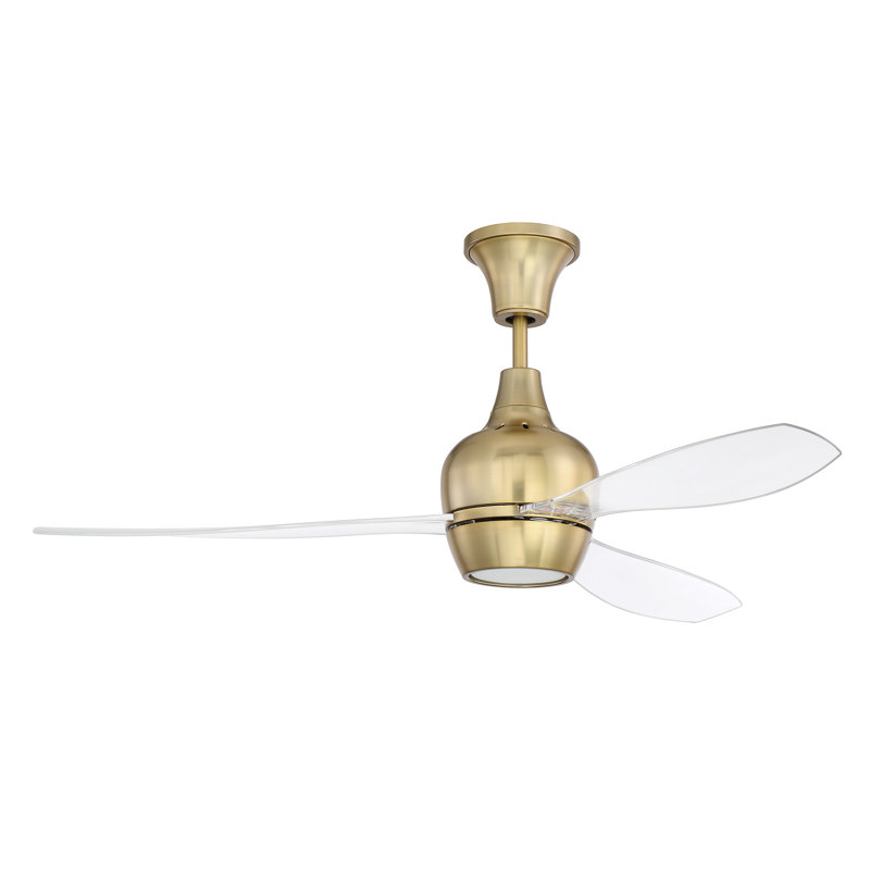 52'' Ceiling Fan with LED Lights, Satin Brass with Clear Acrylic Blades