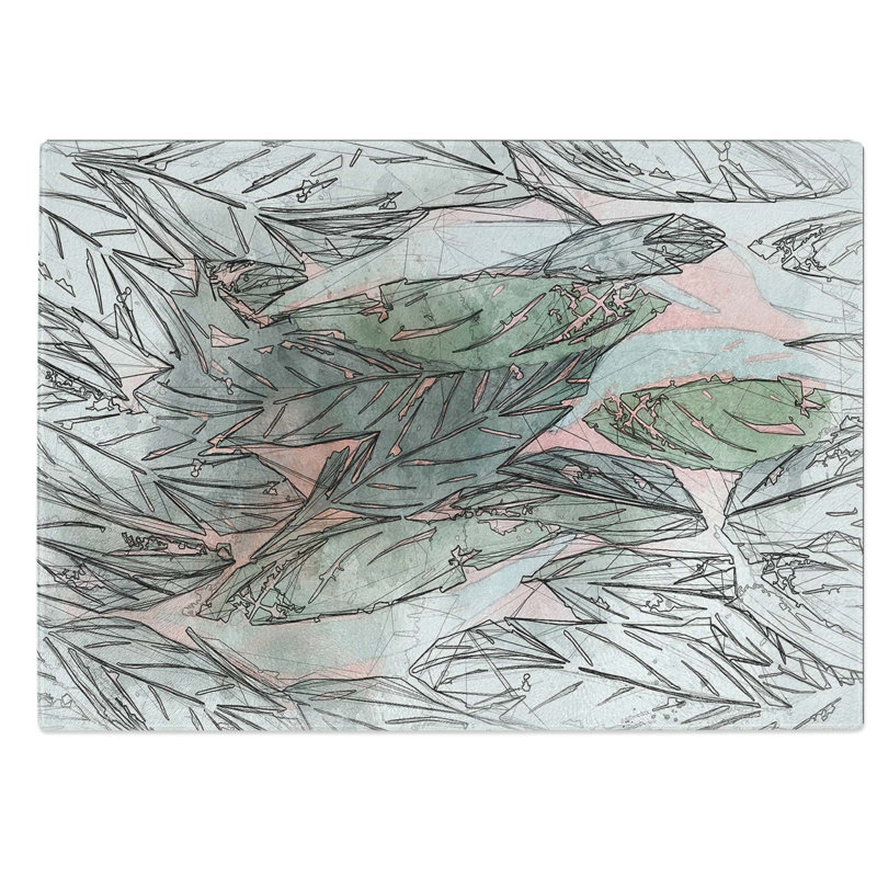 Glass Leaf Pattern in Abstract Chopping Board, 39 cm W x 28.5 cm L