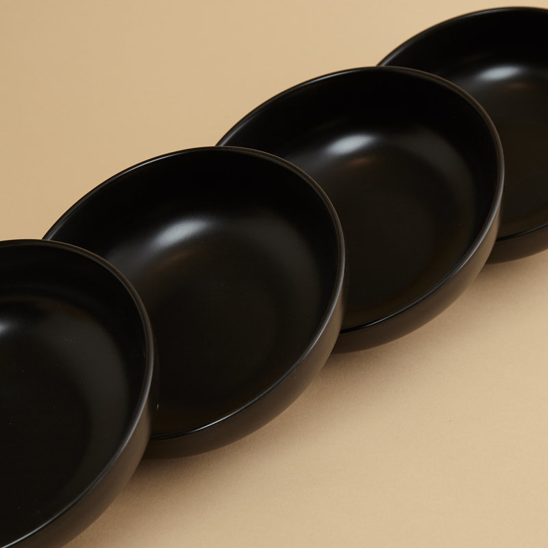 Euro Essential 9.25'' Bistro Bowl - (Set of Four), Black Semi Matte