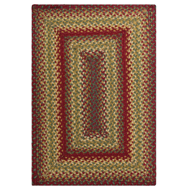 Tapis d'escalier Kimpel, Rouge / or / vert, Rectangle 8 po x 2 pi 4 po