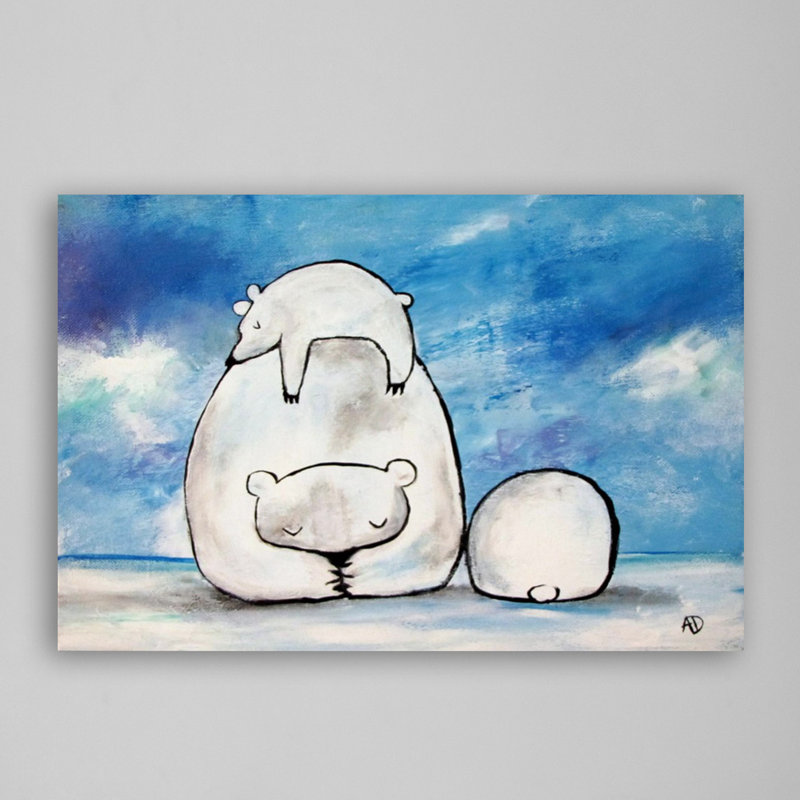 «Sleepy Polar Bears» par Andrea Doss, reproduction sur toile tendue, H 30 po x l 45 po x P 1,5 po