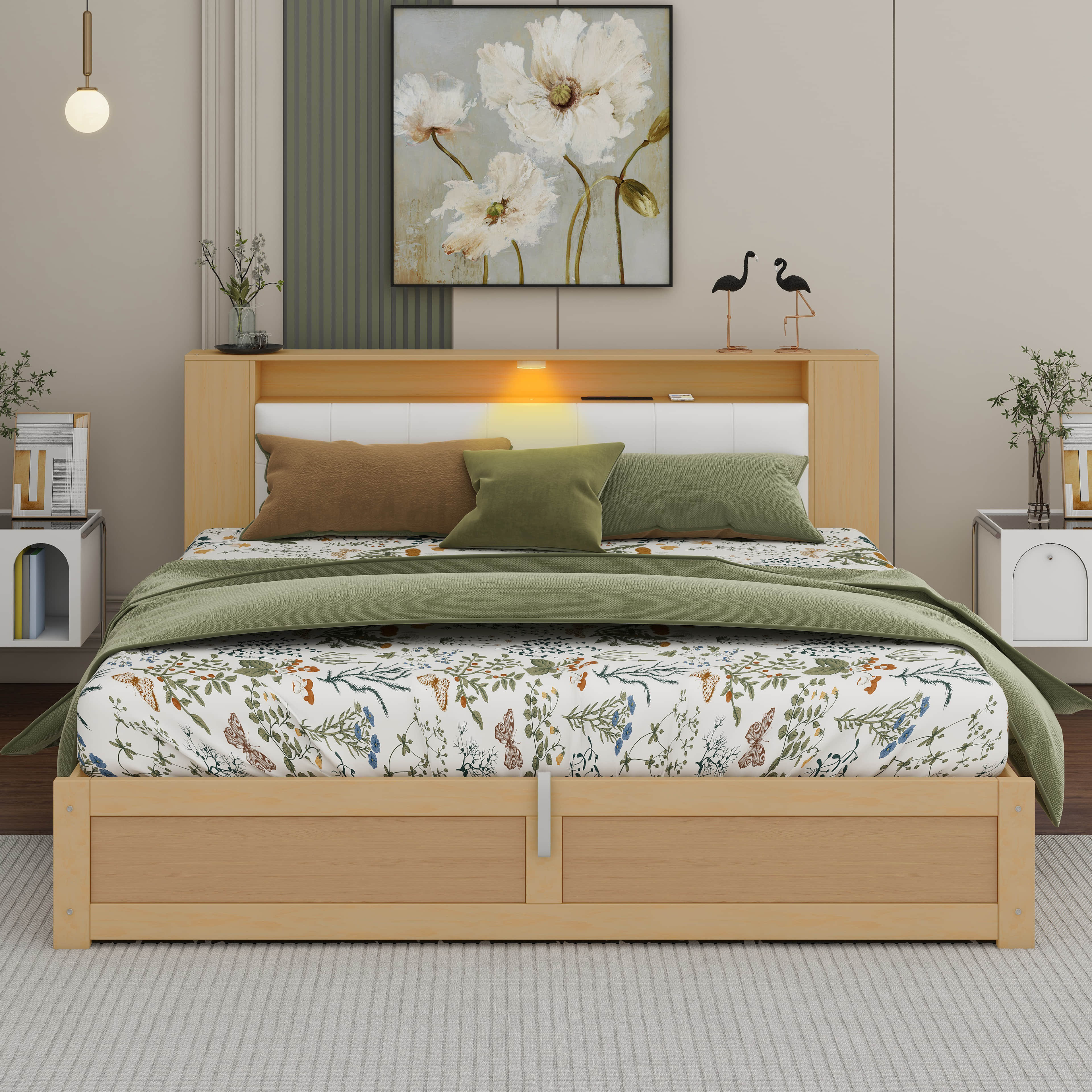 Ivy Bronx Leiha Queen Upholstered Modern Bed with Hydraulic Storage ...