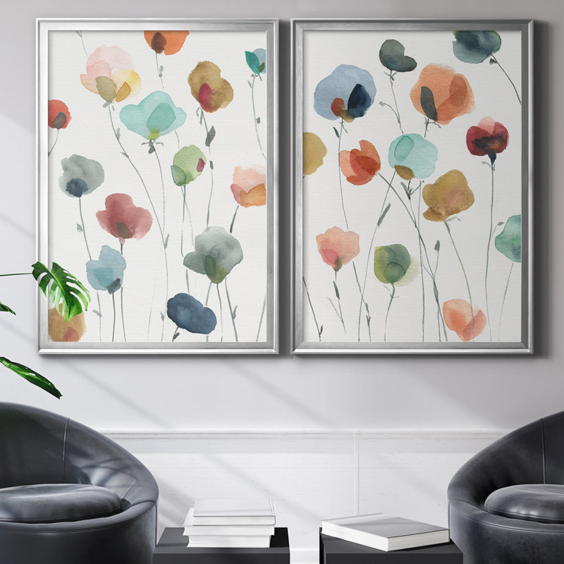 «Lollipop Garden I», ensemble de 2 impressions, Toile encadrée, H 30,5 po x l 85 po, Argent argent