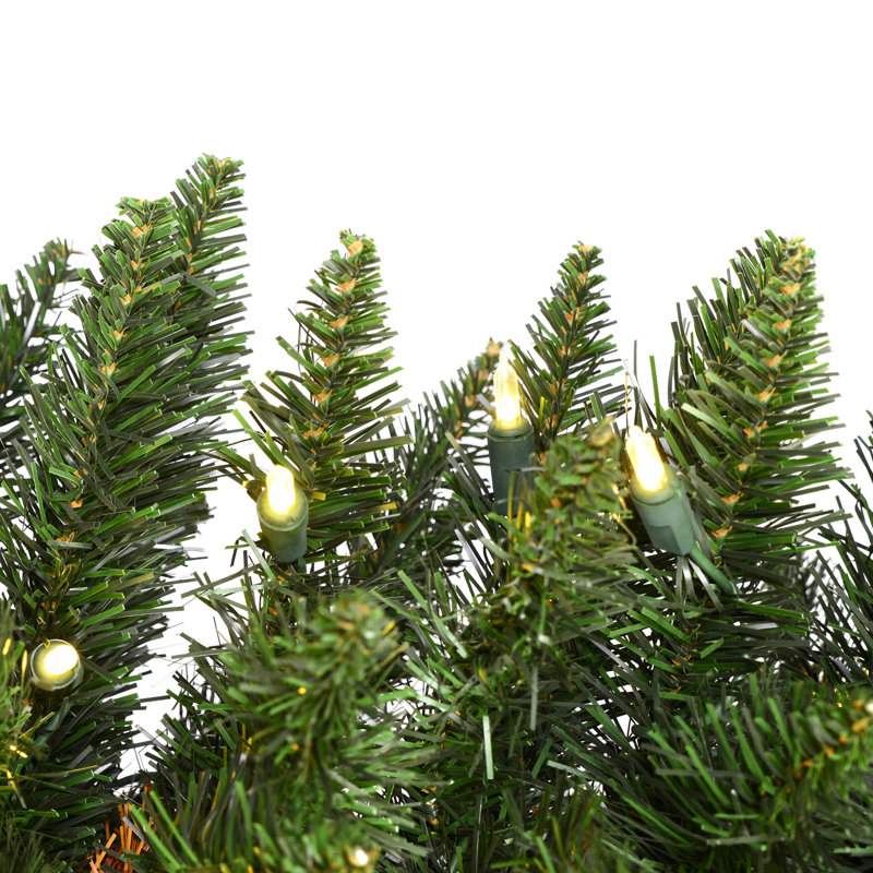 Durham Pole Pine 6.5' Green Artificial Christmas Tree with 180 LED Warm White Lights with Stand, 78"H