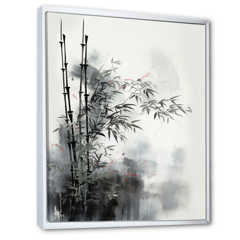 Isotta Asian Art Classics Sumi I - décoration murale asiatique, H 32 po x l 16 po x P 1 po, Cadre flottant blanc