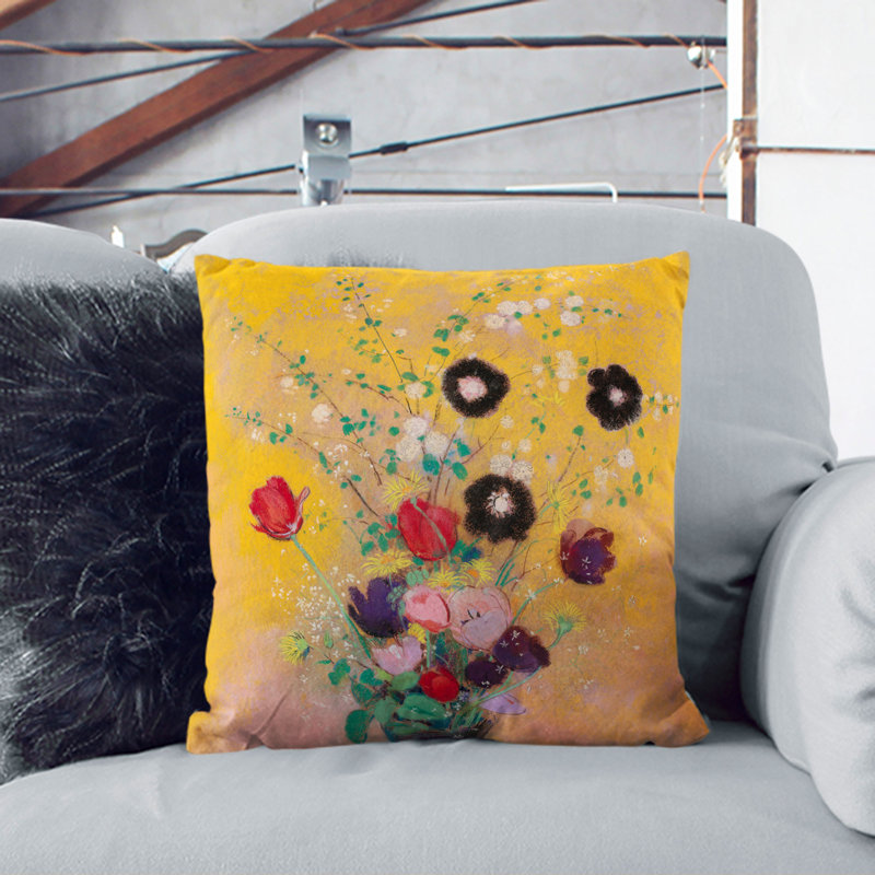 Vase of Flowers Vol.9 Scatter Cushion, Black, 40cm H x 40cm W x 15cm D