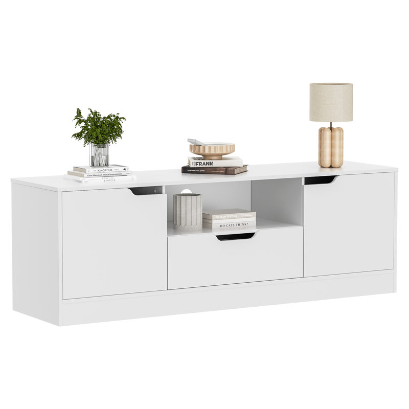 Tv Stand For 55/60/65 Inch Tv, Entertainment Center With 2 Doors & Drawer, Media Tv Console Table With Storage Cabinet For Living Room, Bedroom