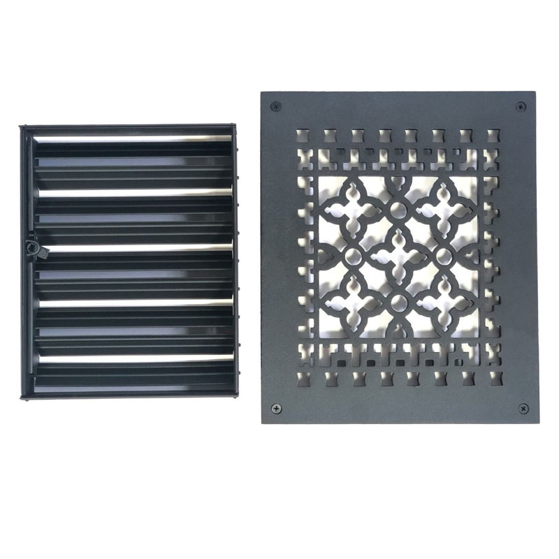 Black Cast Iron Rectangular Air Register with Louvers