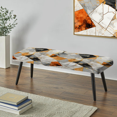 Gold Industrial Chic Marble Escape - Marble Upholstered Black Bench
