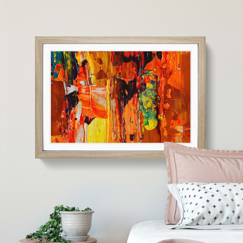 Abstract Art Painting Vol.251 by S.Johnson - Picture Frame Painting Print, Oak Framed, 27cm H x 36cm W x 2cm D