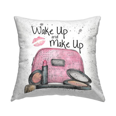 Stupell Industries Wake Up & Makeup Glam Outdoor Printed Pillow by Levison Design