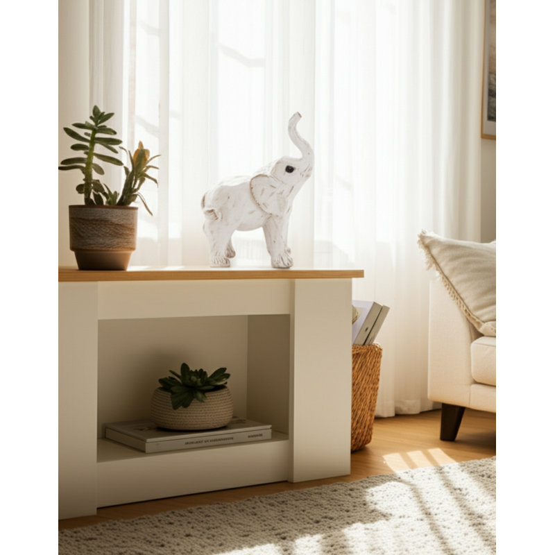 Waxler Resin and Polyresin Elephant Figurine - Elegant Decorative Accent Sculpture in Casual Contemporary Style, White