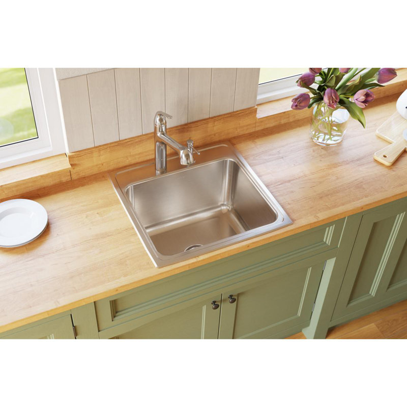 Lustertone 22" L x 22" W Drop-In Kitchen Sink, 2 hole