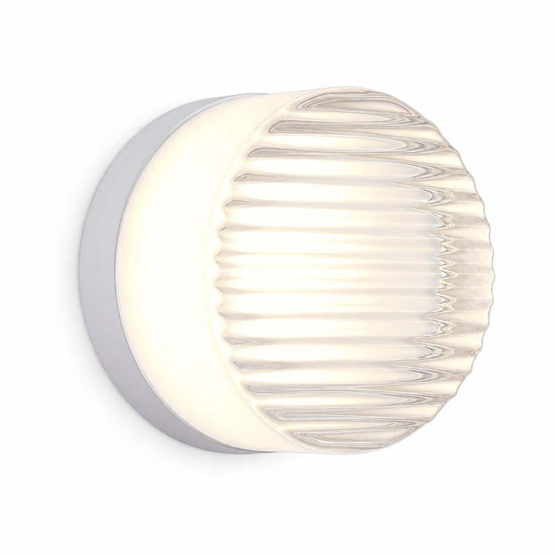 Applique murale ronde en verre à DEL avec lumière blanche chaude, White/Striped Style
