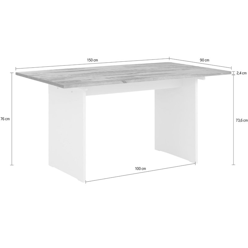 Montebello Pine Solid Wood Base Dining Table, Brown, H76 x L140 x W90cm
