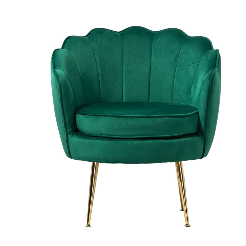 Elanora Velvet Barrel Chair, Green Velvet