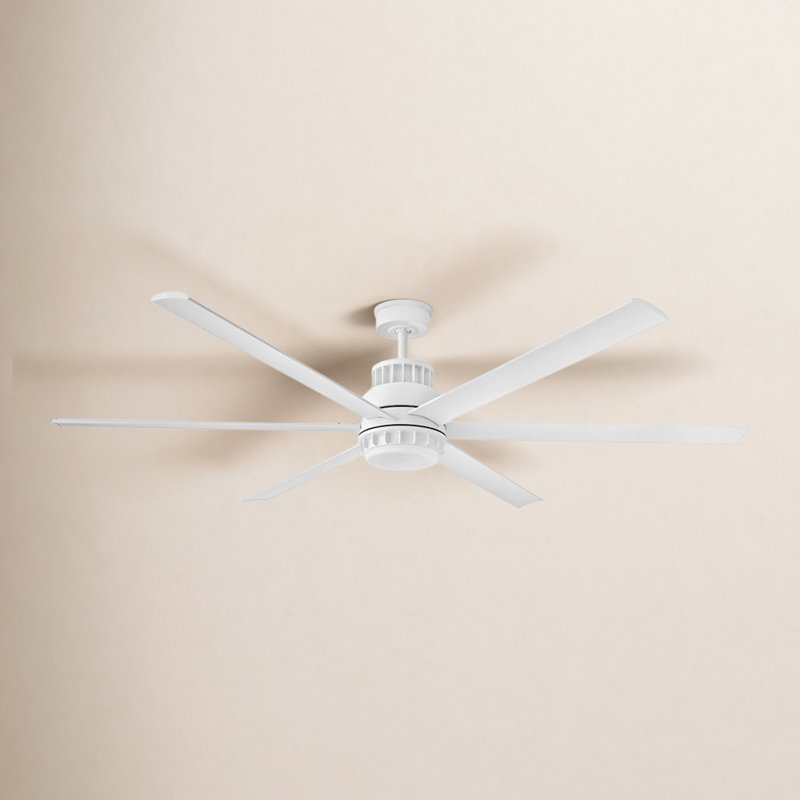 Ventilateur de plafond standard 72 pouces à 6 pales avec télécommande et éclairage inclus, Blanc mat