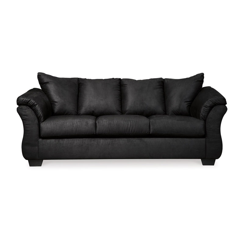 Canapé Dari, polyester classique, accoudoirs coussinés en mousse, 89 po, Noir, noir, noir, noir