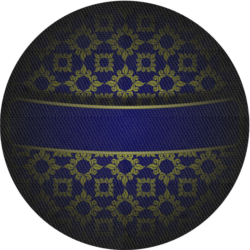 Tapis décoratif bleu Damas elle-mai, Rond 4 pi