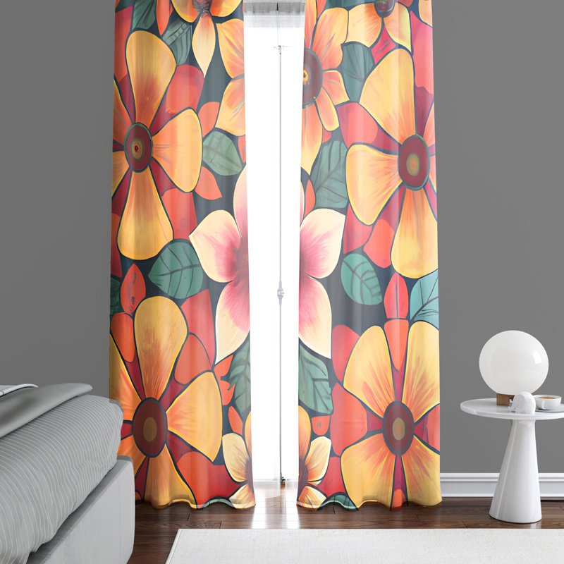 Paire de rideaux semi-transparents en polyester Albinas, L 20 po x L 82 po