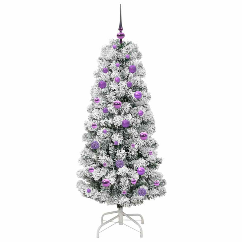 Artificial Hinged Christmas Tree Green and white, 4.92 ft