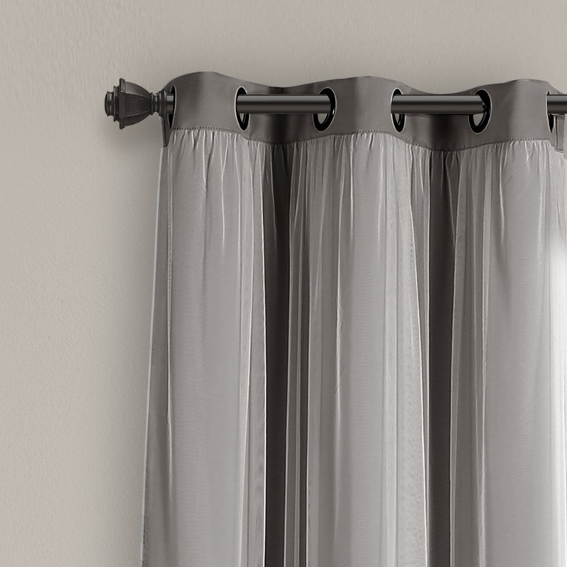 Blackout Curtain Pair, 38"W x 84"L, Dark Gray