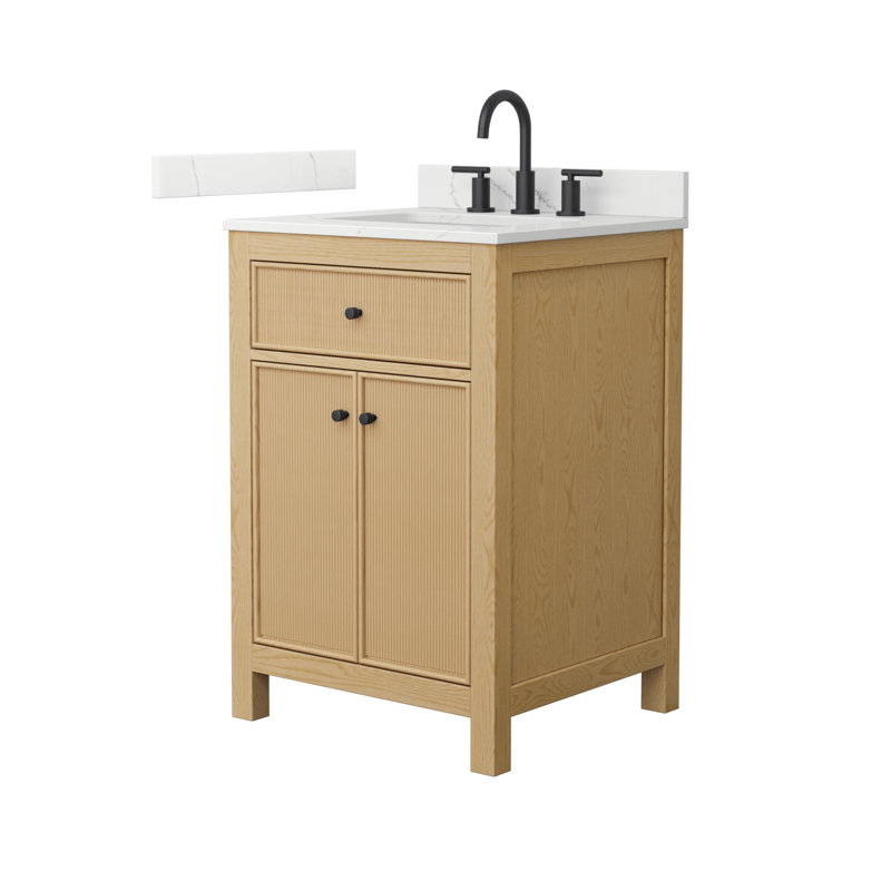 Pendry 24" Freestanding Single Bathroom Vanity with Quartz Top, Matte Black, Giotto Quartz, 24"