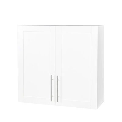 Stackable Cabinet, 11.88"D X 31.89"W 29.73"H, White - Spacious Interior With Movable Shelves & Adjustable Partition For 29.73"H Storage Cabinet Versatile Kitchen, Bathroom, Garage Partitions