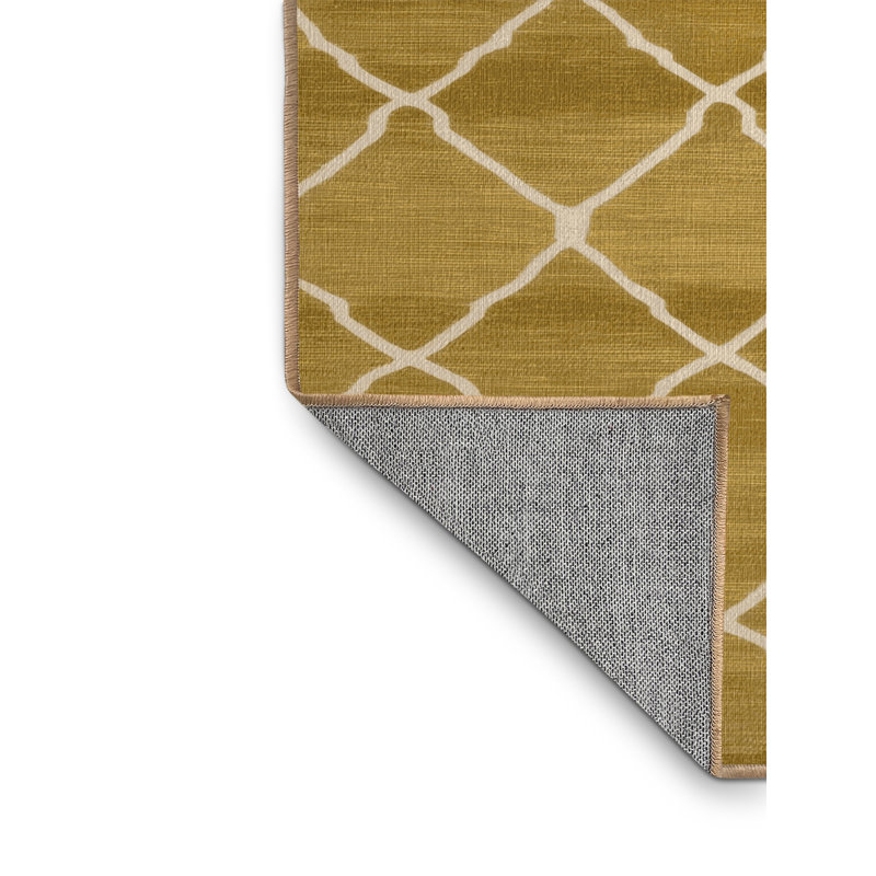 Tapis brun treillis lavable à la machine, Carré 5 pi