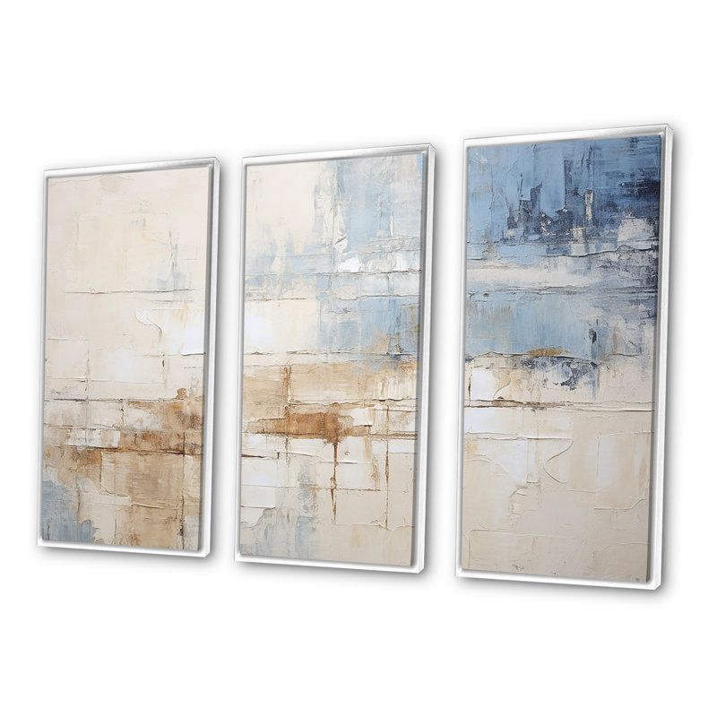 Ensemble de salon mural Plourde - Coastal Minimalisme, Cadre flottant blanc, H 40 po x l 60 po x P 1 po