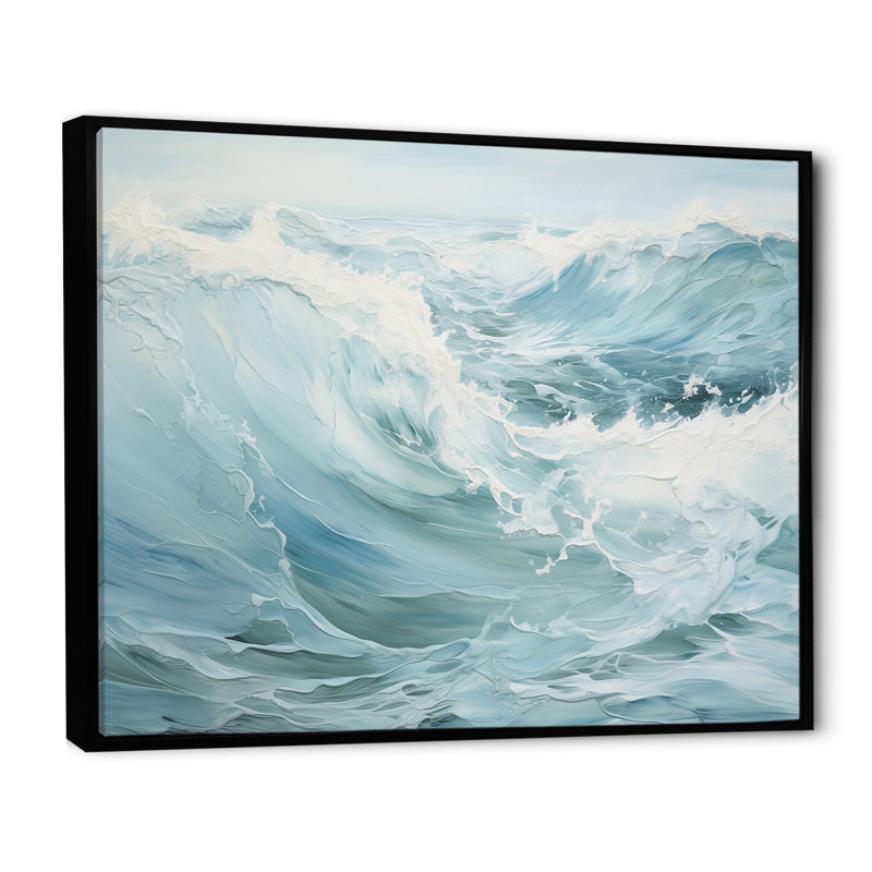 «Blue Ocean Storm And Rain - Storms», reproduction d'art sur toile, Cadre flottant noir, H 16 po x l 32 po x P 1 po