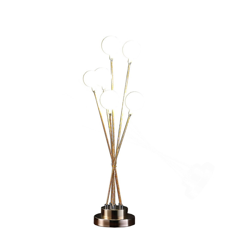 Lampe de table sphérique en aluminium et or jaune 27,5 "à 6 lumières DEL Aluminun, Doré, Non